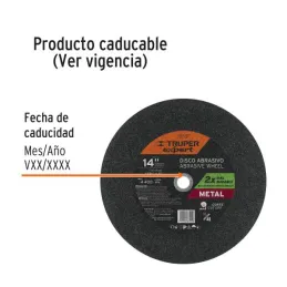 Discos Corte Metal 14" 355.6x2.8mm C1" T41 Chop Saw, Oxido de Alumino, ABT-742 11567 Truper 13.559322 Discos Corte Metal 14" 35