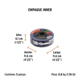  Discos Corte Metal 4 1/2" x1.2mm T41 Oxido de Aluminio, DICOF-4512 11584 Truper 1.694915 Discos Corte Metal 4 1/2" x1.2mm T41 O