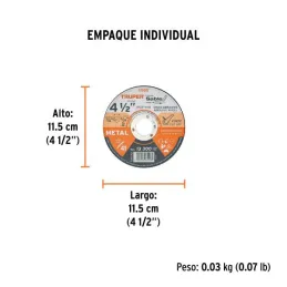  Discos Corte Metal 4 1/2" x1.6mm T41 Oxido de AL, DICOF-4516 11585 Truper 2.033898 Discos Corte Metal 4 1/2" x1.6mm T41 Oxido d
