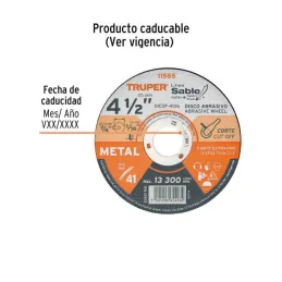  Discos Corte Metal 4 1/2" x1.6mm T41 Oxido de AL, DICOF-4516 11585 Truper 2.033898 Discos Corte Metal 4 1/2" x1.6mm T41 Oxido d