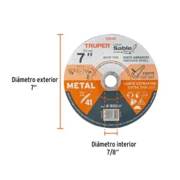  Discos Corte Metal 7" x1.5mm T41 Oxido de Alumino, DICOF-7015 12546 Truper 3.813559 Discos Corte Metal 7" x1.5mm T41 Oxido de A