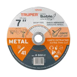  Discos Corte Metal 7" x1.5mm T41 Oxido de Alumino, DICOF-7015 12546 Truper 3.813559 Discos Corte Metal 7" x1.5mm T41 Oxido de A