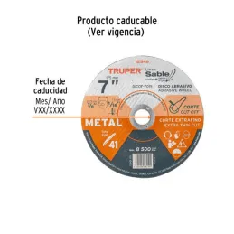  Discos Corte Metal 7" x1.5mm T41 Oxido de Alumino, DICOF-7015 12546 Truper 3.813559 Discos Corte Metal 7" x1.5mm T41 Oxido de A
