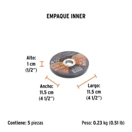  Discos Corte Metal 4 1/2" x2mm T41 Oxido de Alumino, ABT-786 10664 Truper 2.033898 Discos Corte Metal 4 1/2" x2mm T41 Oxido de 