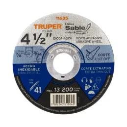  Discos Corte Metal 4 1/2" x1mm T41 Inox Oxido Aluminio, ABT-751 11635 Truper 2.288136 Discos Corte Metal 4 1/2" x1mm T41 Inox O