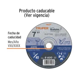  Discos Corte Metal 7" x1.8mm Inox T41 Oxido Aluminio, ABT-877 11637 Truper 6.949153 Discos Corte Metal 7" x1.8mm Inox T41 Oxido