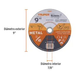  Discos Corte Metal 9" x2mm T41 Oxido de Alumino, DICOF-9020 11587 Truper 5.338983 Discos Corte Metal 9" x2mm T41 Oxido de Alumi