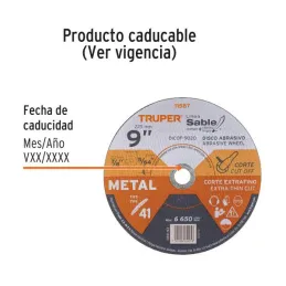 Discos Corte Metal 9" x2mm T41 Oxido de Alumino, DICOF-9020 11587 Truper 5.338983 Discos Corte Metal 9" x2mm T41 Oxido de Alumi