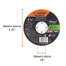  Discos de Corte Metal 4-1/2" x1mm OAluminio Inox D7/8 T41, Truper 11899 2.542373 Discos de Corte Metal 4-1/2" x1mm OAluminio In