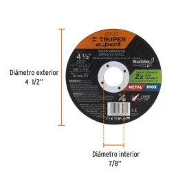  Discos de Corte Metal 4-1/2" x1.6mm OAluminio Inox D7/8 T41, Truper 11974 2.711864 Discos de Corte Metal 4-1/2" x1.6mm OAlumini