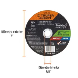  Discos de Corte Metal 7" x1.5mm OAluminio Inox D7/8 T41, Truper 11998 5.338983 Discos de Corte Metal 7" x1.5mm OAluminio Inox D