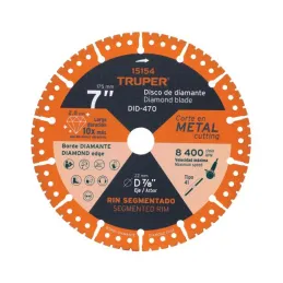  Discos de diamantes 7" x2.8mm para corte metal E7/8 Truper 15156 63.559322 Discos de diamantes 7" x2.8mm para corte metal E7/8 