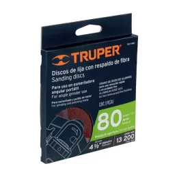  Discos de Lija 4-1/2" G80 RespaldoFibra 5Piezas D7/8 OAluminio, Truper 100127 7.79661 Discos de Lija 4-1/2" G80 RespaldoFibra 5
