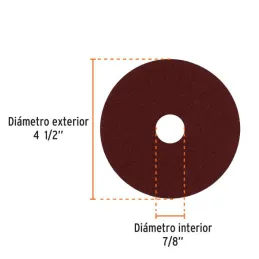  Discos de Lija 4-1/2" G120 RespaldoFibra 5Piezas D7/8 OAluminio, Truper 100128 7.79661 Discos de Lija 4-1/2" G120 RespaldoFibra