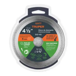  Discos Diamantados 4 1/2" continuos Fino, 1.7mm, DDT-1549C 12977 Truper 16.949153 Discos Diamantados 4 1/2" continuos Fino, 1.7
