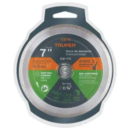  Discos Diamantados 7" continuos Fino, 2.2mm, DDT-804C 11579 Truper 44.067797 Discos Diamantados 7" continuos Fino, 2.2mm, DDT-8
