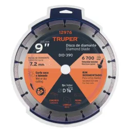  Discos Diamantados 9" Segmentado Cortes Rapido , 2.6mm, DDT-837D 12976 Truper 45.762712 Discos Diamantados 9" Segmentado Cortes