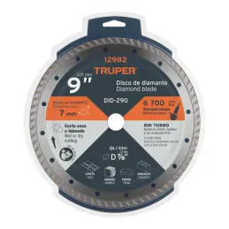  Discos Diamantados 9" Turbo Uso General, 2.8mm, DDT-1542T 12982 Truper 44.067797 Discos Diamantados 9" Turbo Uso General, 2.8mm