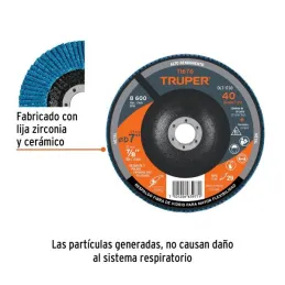  Discos Flap Discs Laminado 7" G40 Lija de Zirconia, DLT-1730 11676 Truper 17.79661 Discos Flap Discs Laminado 7" G40 Lija de Zi