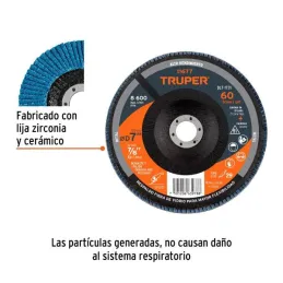  Discos Flap Discs Laminado 7" G60 Lija de Zirconia, DLT-1731 11677 Truper 17.79661 Discos Flap Discs Laminado 7" G60 Lija de Zi