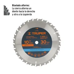  Discos Sierra para Madera 10" Centro 5/8", 30 Dientes de carburo de tungsteno, ST-1030 18304 Truper 33.050847 Discos Sierra par