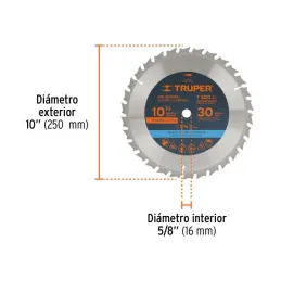  Discos Sierra para Madera 10" Centro 5/8", 30 Dientes de carburo de tungsteno, ST-1030 18304 Truper 33.050847 Discos Sierra par