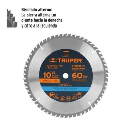  Discos Sierra para Madera 10" Centro 5/8", 60 Dientes de carburo de tungsteno, ST-1060 18306 Truper 38.983051 Discos Sierra par