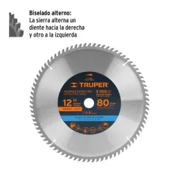 Discos Sierra para Madera 12" Centro 1", 80 Dientes de carburo de tungsteno, ST-1280E 12684 Truper 63.559322 Discos Sierra para Discos Sierra para Madera 12" Centro 1", 80 Dientes de carburo de tungsteno, ST-1280E 12684 Truper 63.559322 Discos Sierra para