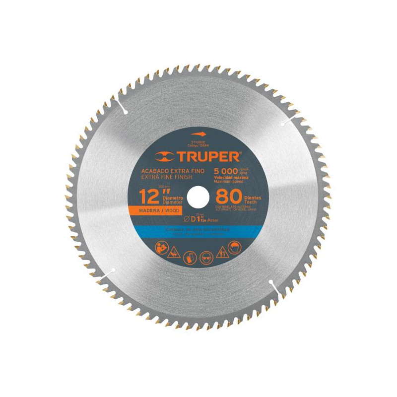 Discos Sierra para Madera 12" Centro 1", 80 Dientes de carburo de tungsteno, ST-1280E 12684 Truper 63.559322 Discos Sierra para Discos Sierra para Madera 12" Centro 1", 80 Dientes de carburo de tungsteno, ST-1280E 12684 Truper 63.559322 Discos Sierra para