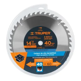  Discos Sierra para Madera 14" Centro 1", 40 Dientes de carburo de tungsteno, ST-1440E 18322 Truper 98.305085 Discos Sierra para