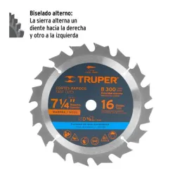 Discos Sierra para Madera 7 1/4" Centro 5/8", 16 Dientes de carburo de tungsteno, ST-716 18298 Truper 14.915254 Discos Sierra p Discos Sierra para Madera 7 1/4" Centro 5/8", 16 Dientes de carburo de tungsteno, ST-716 18298 Truper 14.915254 Discos Sierra p