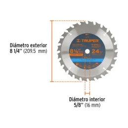  Discos Sierras 8-1/4" 24Dientes C5/8" para madera, Truper 18302 23.728814 Discos Sierras 8-1/4" 24Dientes C5/8" para madera, Tr