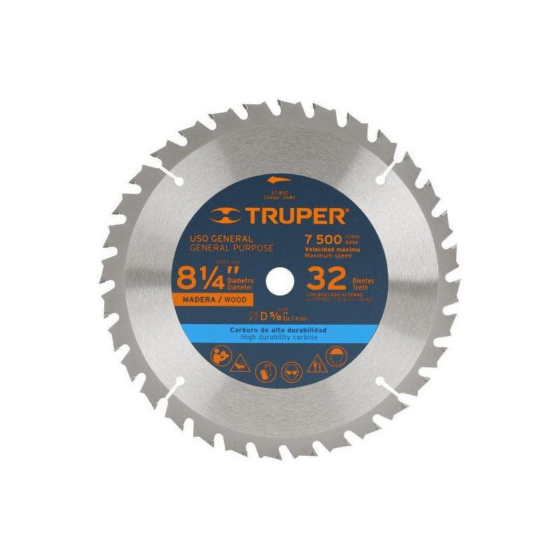  Discos Sierras 8-1/4" 32Dientes C5/8" para madera, Truper 12682 24.576271 Discos Sierras 8-1/4" 32Dientes C5/8" para madera, Tr
