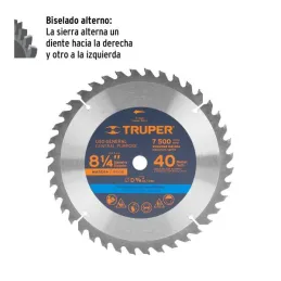  Discos Sierras 8-1/4" 40Dientes C5/8" para madera, Truper 18303 26.271186 Discos Sierras 8-1/4" 40Dientes C5/8" para madera, Tr