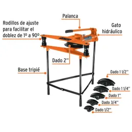  Doblador de Tubo Hidraulico Con TRIPIE, 12 Toneladas con Tripie, para Tubos de 1/2" a 2", DTH-12X 12882 Truper 1169.491525 Dobl