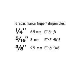  Engrapadora Tipo Pistola ET-21 1/4 5/16 3/8" con Perilla tension Inc 1Grapas, ET-21 17963 Truper 44.067797 Engrapadora Tipo Pis