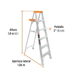  Escaleras Tijera 5 Peldaños con Bandeja T2 Max3m P5.7kg EAluminio, Truper 10335 224.576271 Escaleras Tijera 5 Peldaños con Band