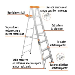 Escaleras Tijera 6 Peldaños con Bandeja T2 Max3.4m P7.4kg EAluminio, Truper 16744 275.423729 Escaleras Tijera 6 Peldaños con Ba Escaleras Tijera 6 Peldaños con Bandeja T2 Max3.4m P7.4kg EAluminio, Truper 16744 275.423729 Escaleras Tijera 6 Peldaños con Ba