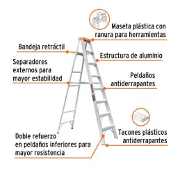 Escaleras Tijera 7 Peldaños con Bandeja T2 Max3.7m P8.3kg EAluminio, Truper 10337 308.474576 Escaleras Tijera 7 Peldaños con Ba Escaleras Tijera 7 Peldaños con Bandeja T2 Max3.7m P8.3kg EAluminio, Truper 10337 308.474576 Escaleras Tijera 7 Peldaños con Ba