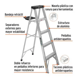 Escaleras Tijera 4 Peldaños con Bandeja T3 Max2.7m P4.8kg EAluminio, Truper 16742 165.254237 Escaleras Tijera 4 Peldaños con Ba Escaleras Tijera 4 Peldaños con Bandeja T3 Max2.7m P4.8kg EAluminio, Truper 16742 165.254237 Escaleras Tijera 4 Peldaños con Ba