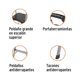  Escaleras Tubulares 2 Peldaños Plegables T3 Max2.4m Aluminio, Truper 16763 108.474576 Escaleras Tubulares 2 Peldaños Plegables 