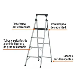  Escaleras Tubulares 4 Peldaños Plegables T3 Max2.8m Aluminio, Truper 16765 163.559322 Escaleras Tubulares 4 Peldaños Plegables 