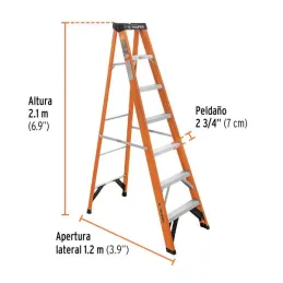  Escaleras de Tijera 6 Peldaños T2 Max3.4m P9kg FibraVidrio, Truper 100226 424.576271 Escaleras de Tijera 6 Peldaños T2 Max3.4m 