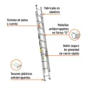 Escaleras Telescopicas 20 Peldaños T3 Max5.8m P11kg Aluminio, Truper 16027 Truper-Escaleras Telescopicas 20 Peldaños T3 Max5.8m 