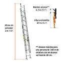 Escaleras Telescopicas 20 Peldaños T3 Max5.8m P11kg Aluminio, Truper 16027 Truper-Escaleras Telescopicas 20 Peldaños T3 Max5.8m 
