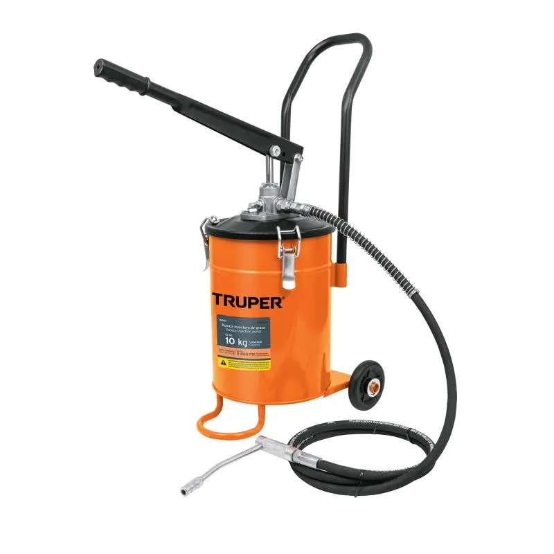  Bomba Inyectora de grasa 5800 PSI 10kg. Alta Presion, Flujo 3.1g Manguera 1/4" Cubeta 22x30cm, BOMIN-10 16867 Truper 350.847458