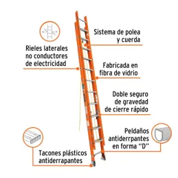  Escaleras Telescopicas 24 Peldaños T2 Max7m P21kg FibraVidrio, Truper 16757 1057.627119 Escaleras Telescopicas 24 Peldaños T2 M