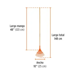  Escobas Metalica Curva 10" 15 Dientes Mango 48" Calibre 22, EM-15 19678 Truper 12.288136 Escobas Metalica para Jardín Curva 10"