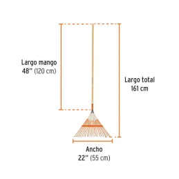  Escobas Metalica Recta 22" 22 Dientes Mango 48" Calibre 19, Con Tensor de Dientes, EMX-22 14328 Truper 20.338983 Escobas Metali