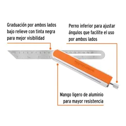  Escuadra Falsa, Mango de Aluminio 9", Regla en Acero Inoxidable, EFT-9X 14385 Truper 17.79661 Escuadra Falsa, Mango de Aluminio